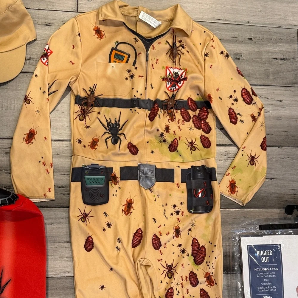 Kids Beige Bug Exterminator Costume with Backpack Accessories